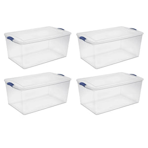 105 Qt. Latch Box Plastic, Stadium Blue, Set of 4