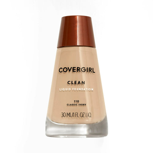 COVERGIRL Clean Liquid Foundation, 110 Classic Ivory, 1 fl oz, Liquid Foundation, Moisturizing Foundation, Lightweight Foundation, Cruelty-Free Foundation, Unscented Foundation