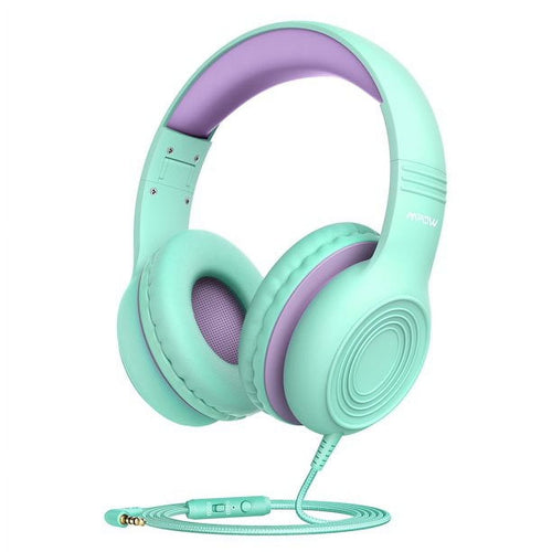 Kids Headphones Wired, Mpow over Ear Headset with 94dB Volume Limiter & Hearing Protection, Foldable on Ear Headphones for Kids/Children/Teens, Compatible MP3/4, School Tablet, PC - Light Green