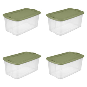 Sterilite 120 Qt. EZ Carry Plastic, Clear/Sage Legume, Set of 4