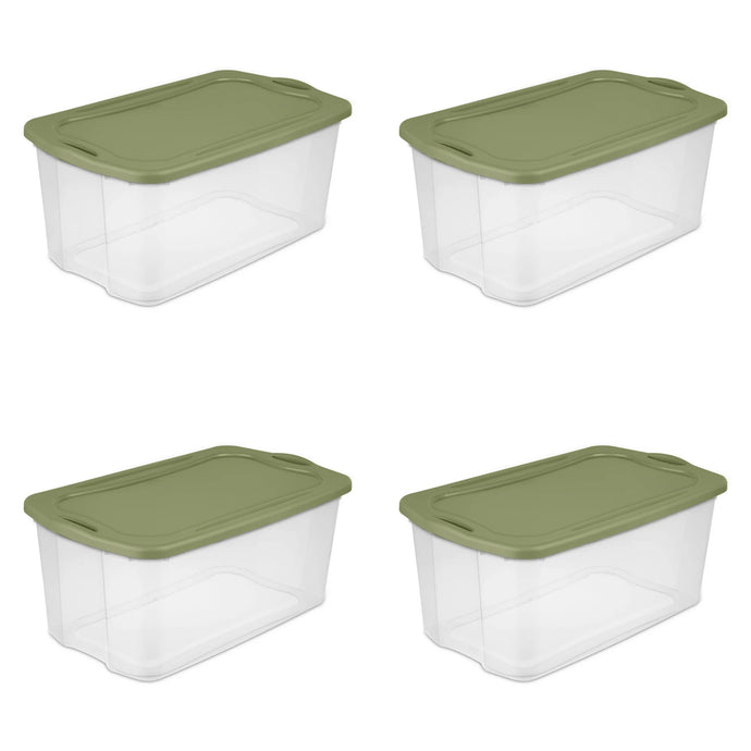 Sterilite 120 Qt. EZ Carry Plastic, Clear/Sage Legume, Set of 4